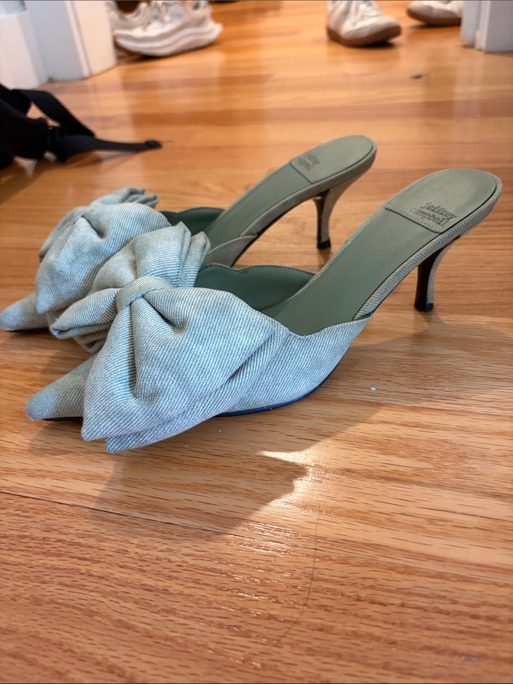 Jeffrey Campbell Sage Green Bow Pointed Mules - Picture 2 of 3